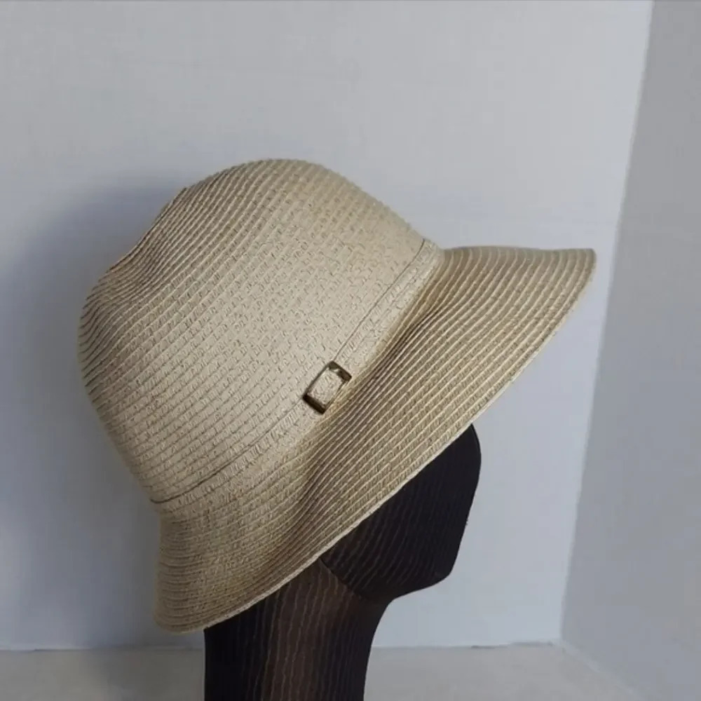 August Hats Tan Sun Hat With Medium Brim Headband With Small Gold Decor